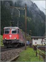A  Re 10/10  with the Re 4/4 II 11340 on the Front between Pfaffensprung and Wassen. 10.10.2014