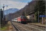 The SBB Re 4/4 11129 with the IR 3317 on the way to Domodossola in Preglia.