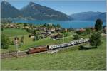 BLS Re 4/4 with a local train from Interlaken to Spiez by Faulensee.