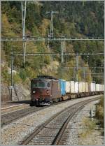 BLS Re 4/4 N 176 with a Cargo train by Hohtenn. 
13.10.2010