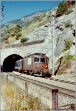 The BLS Re 4/4 175 on the way to Brig by Hohtenn. 
Mai 1995