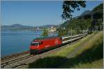SBB Re 460 088-8 with an IR to Brig by the Castle of Chillon.
