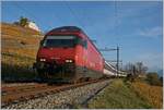 The SBB RE 460 024-3 wiht an IR to Geneve near Lutry.