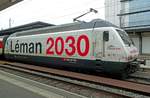 SBB 460 075 places the bid for the Winter Olympics 2030 to take place in the area of Lac Leman on the very first day of 2020 at Geneve.
