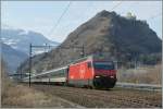 Re 460 073-0 with an IR to Brig by Sion. 
14.02.2011