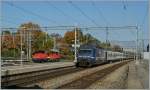 Re 460 050-8  RailAway  is approaching Morges. 
21.10.2011