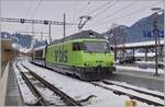 The BLS Re 465 011 with the MOB BLS GoldenPass Express in Zweisimmen.