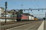 Re 6/6 11632 with a cargo train in Renens (VD). 
02.03.2012