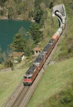 Re 4/4 II and Re 6/6 with a Cargo Train by Flelen on the way to the Gotthard. 
(15.04.2009)