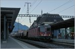 The SBB Re 620 013-3 with a Cargo train in Montreux.