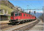 The SBB Re 6/6 11614 and a Re 4/4 II with a Cargo Train in Lalden.
11.04.2007