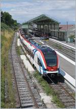 Two SBB LEX RABe 522 214 and 221 in Evian-Les-Bains for the 15:21 Service to Coppet.