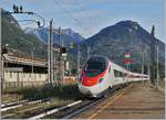 A SBB ETR 610 is leaving Domodossola on the way to Basel.