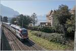 A SBB RABe 511 by the Castle of Chillon on the way to Lausanne.