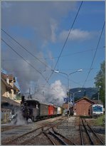A Steamer train is leaving Blonay on the way to Vevey.