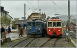 The MOB BDe 4/4 3004 and the CEV BDeh 2/4 74 in Blonay by the B-C.