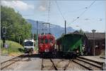 CEV MVR Beh 2/4 72, Blonay Chamby - Railway RhB ABe 4/4 35 and a steamer-train in Blonay.