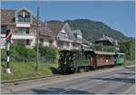 The LEB G 3/3 N°5  Bercher  (built 1890) by the Blonay Chamby Railway is arriving at Blonay. 

22.07.2023