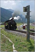 The DFB HG 3/4 N° 9 on the way to Realp by his departur in Oberwald.
