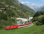 A HGe 4/4 wiht a local train from Zermatt to Brig by Neubrck.