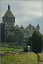 a BAM locla train near the Castle of Vufflens.