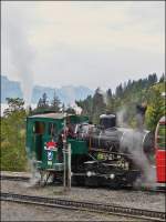 . A BRB steam engine photographed on the halfway passing loop Planalp on September 29th, 2013.