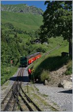 A BRB steamer train is arriving at the Planalp Station.
07.07.2016