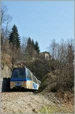 The  Treno Panoramico  on the way to Locarno near Verdasio.