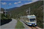 The Ferrovia Vigezzina SSIF ABe 4/8 64 from Re to Domodossola near Malesco.
07.10.2016