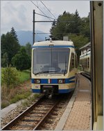 The local train 157 from Domodossola to Locarno crossing in Folsogno-Dissimo the Ferrovia Vigezzina SSIF ABe 4/6 64 on the way to S Maria Maggiore.