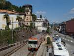 A FLP local train is arriving at Ponte Tresa.