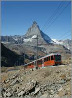 GGB train from Zermatt to the Gornergard by the amazing Matterhorn background.