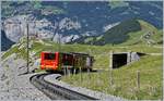 A Jungfraubahn (JB) train between Kleine Scheidegg and Eigergletscher.