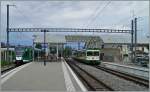 LEB local trains at the Chesaux Station. 25.04.2014