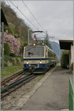 A Rochers de Naye train in the sunless spring times 2012 by Montreux les Planches.