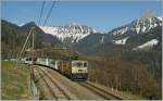 The MOB GDe 4/4  Chocolate train loc  with the local train 2225 from Zweisimmen to Montreux by Sendy Sollard. 
21.03.2012