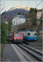 The MOB GDe 4/4 6005 and ABDe 8/8 4003 in Fontanivent.