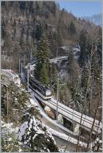A MOB Alpina Service on the way to Zweimmen on the 93 meter long Gardio Bridge.