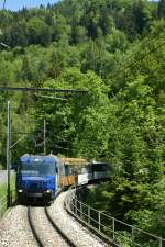 MOB Ge 4/4 III with Panoramic Express near Les Avants.
20.05.2009