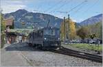 The MOB GDe 4/4 6002 leaves Saanen with a GoldenPass Panoramique train to Montreux.

Oct 22, 2019