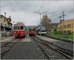 Old and new CEV trains in Blonay.
