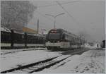 Snow in Blonay, during the CEV MVR ABeh 2/6 7507 is waiting his departur to Vevey.