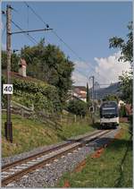 The CEV MVR ABeh 2/6 7507 on the way to Vevey between La Chiésaz and St-Légier-Village.