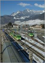A view of the narrow part of the Aigle Station with a AOMC local train to Monthey.
16.02.2013