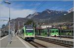 TPC trains to Montehy Ville (on the left) and Les Diablerets (on the right) in Aigle.
12.04.2018