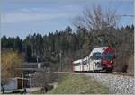 The TPF Be 4/4 wiht his Bt 224 and ABt 223 on the way form Bulle to Broc Fabrique by Broc. 02.03.2021