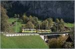 A WAB local train from the Kleine Schiedegg to Lauterbrunnen is arriving on his terminal Station.