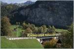 WAB BDeh 4/8 comming from the Kleine Scheidegg are arriving at Lauterbrunnen.