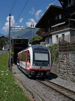 The Zentralbahn ABe 161 015  Fink  is leaving Brienz on the way to Interlaken East.
