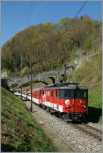 Zentralbahn  zb  De 4/4 110 021-3 wiht hit IR 2219 from Interlaken to Luzern by Niederrreid. 
06.04.2011